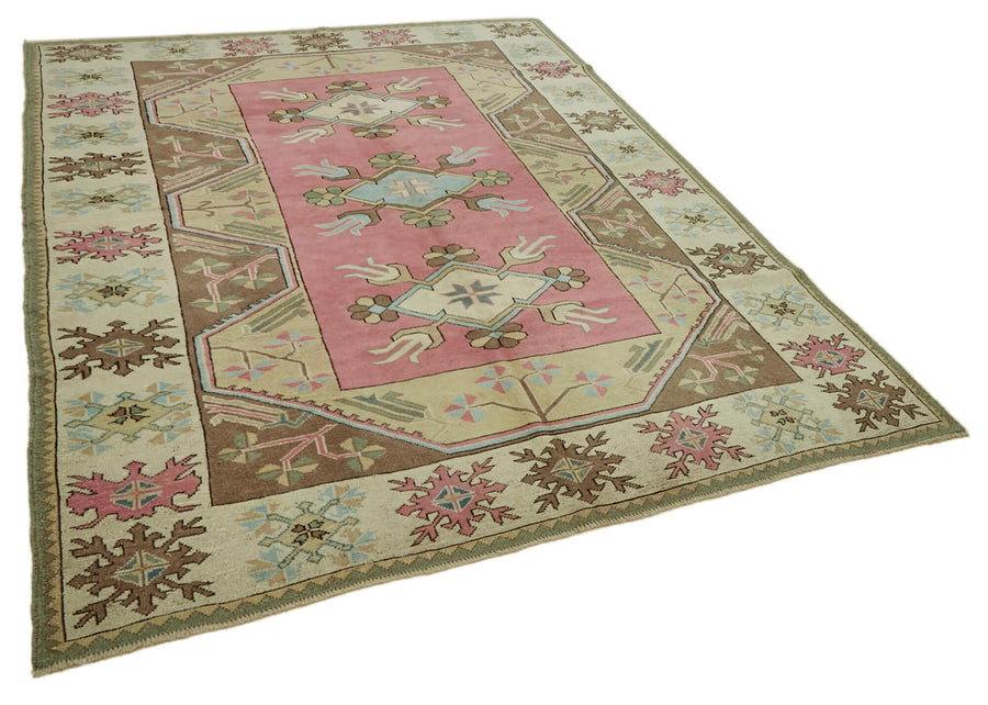 Kavale Gül Kurusu Geometrik Desenli El Dokuma Vintage Halı 215x280 cm – genel görünüm