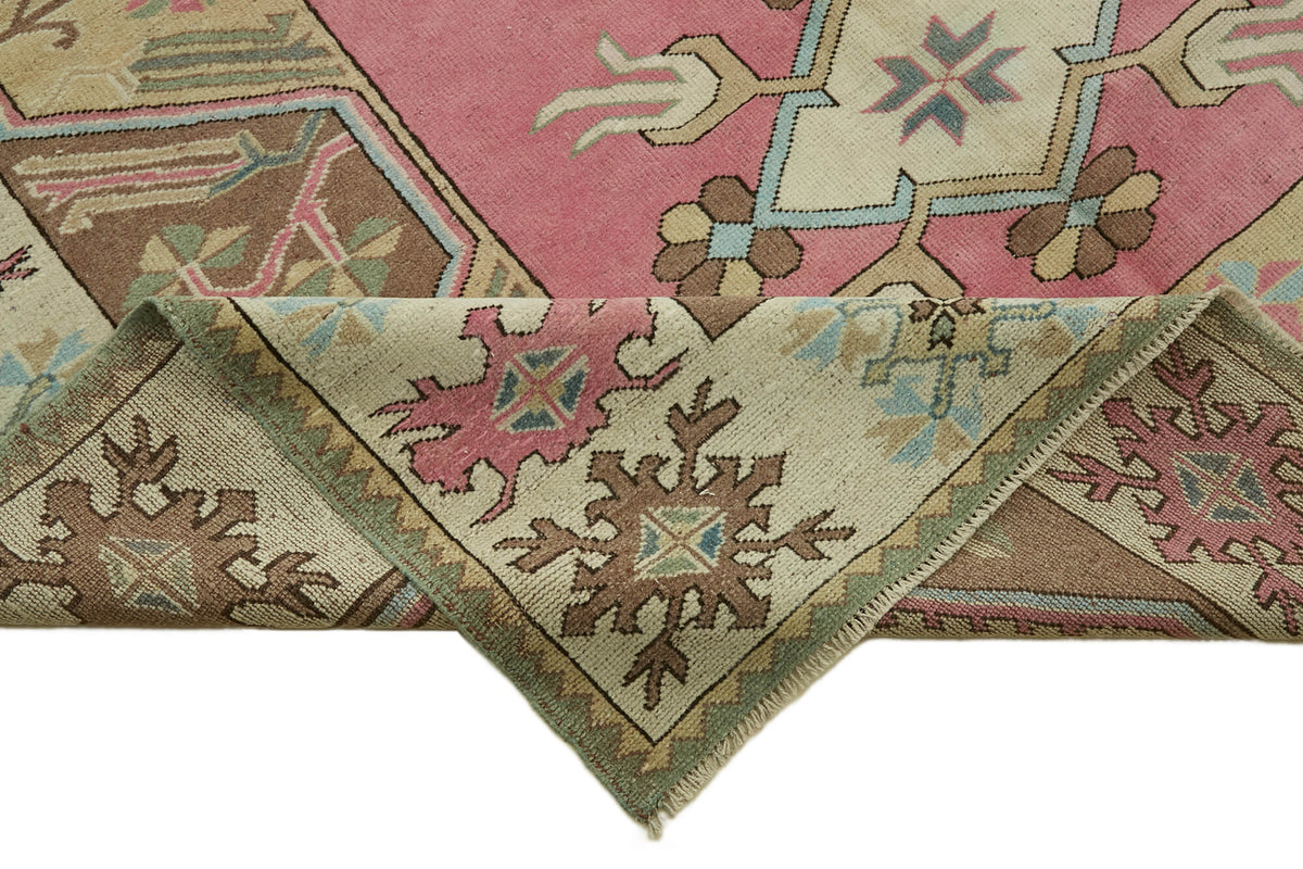 Kavale Gül Kurusu Geometrik Desenli El Dokuma Vintage Halı 215x280 cm – kenar detayı
