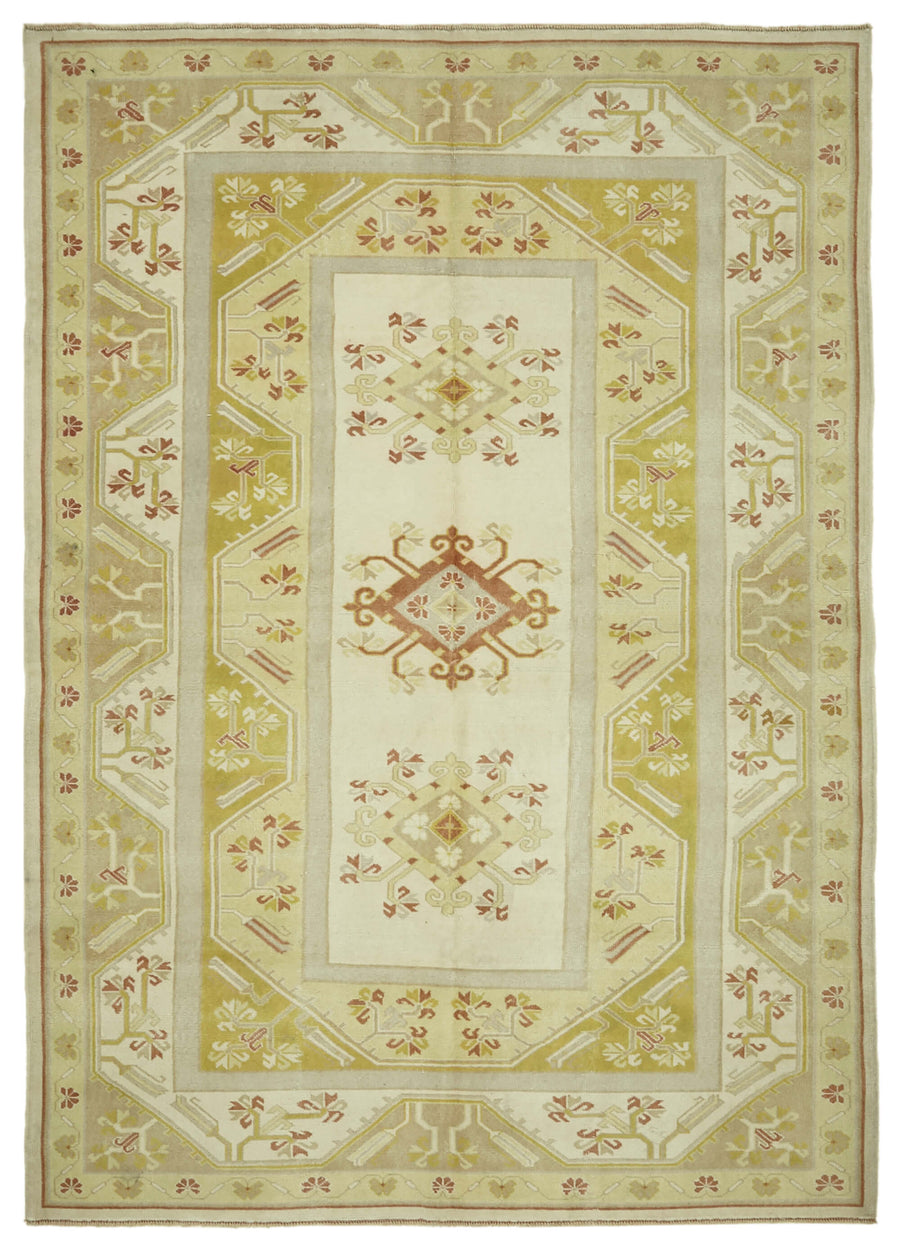 Kavale El Dokuma Modern Halı, Bej ve Hardal Geometrik Desenli 200x279 cm