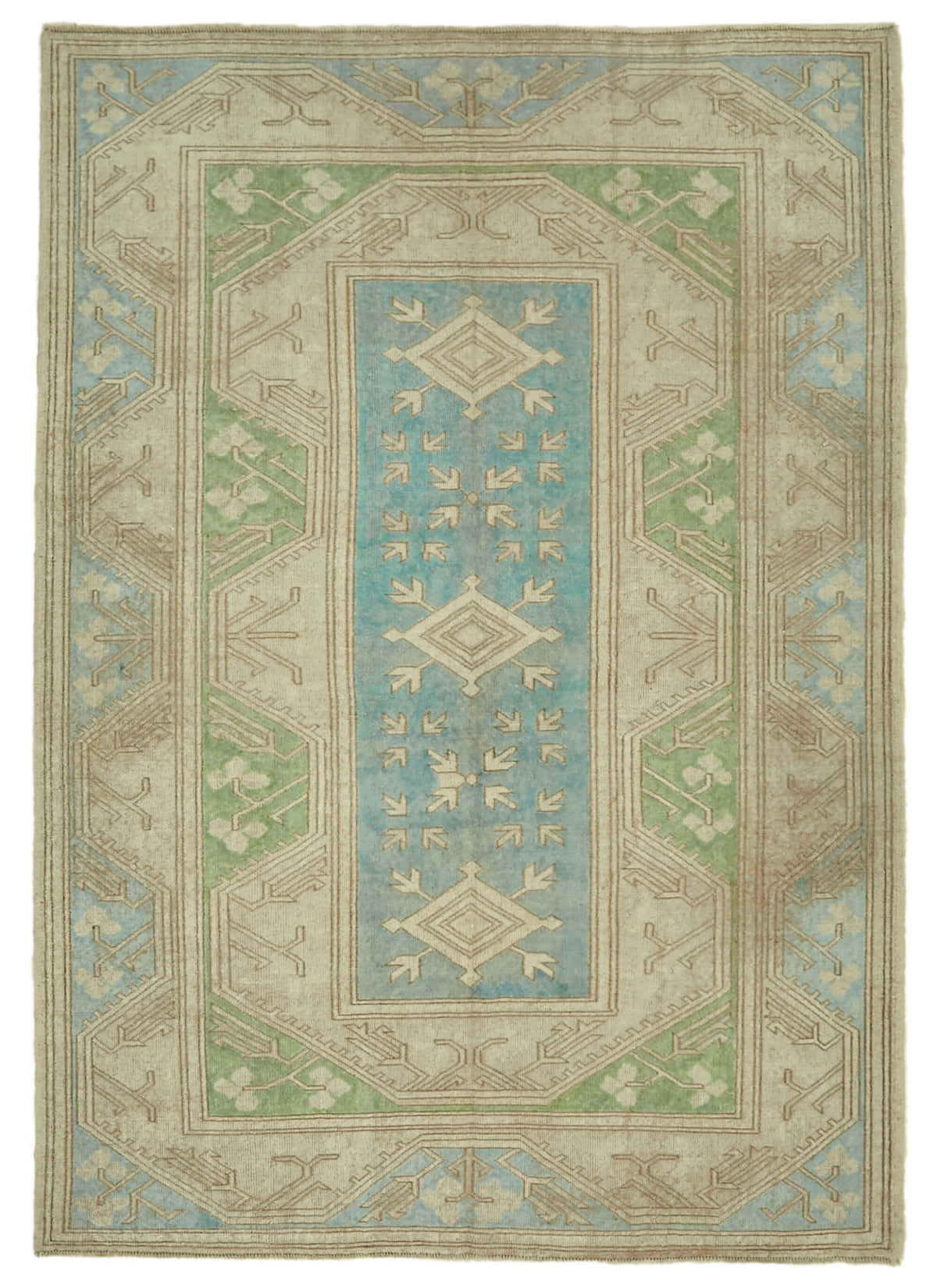 Kavale Açık Bej Halı El Dokuma Geometrik Desenli 169x242 cm 46834