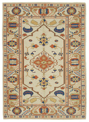 Kavale Anadolu El Dokuma Krem Turuncu Geometrik Halı 185x253 cm