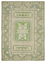 Kavale Madalyon Desenli Düz Yeşil ve Bej Anadolu Halısı 221x296 cm