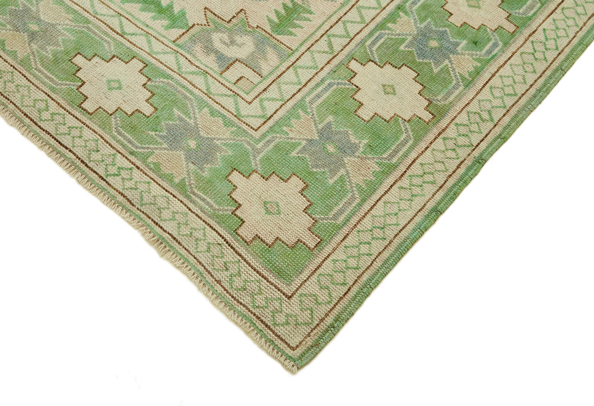 Kavale Bej Yeşil Etnik Geometrik Desenli El Dokuma Halı 186x245 cm – detay görünümü