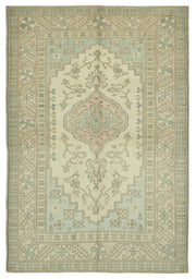 Kavale Krem Madalyon Desenli Yün ve Pamuk El Dokuma Halı 200x291 cm
