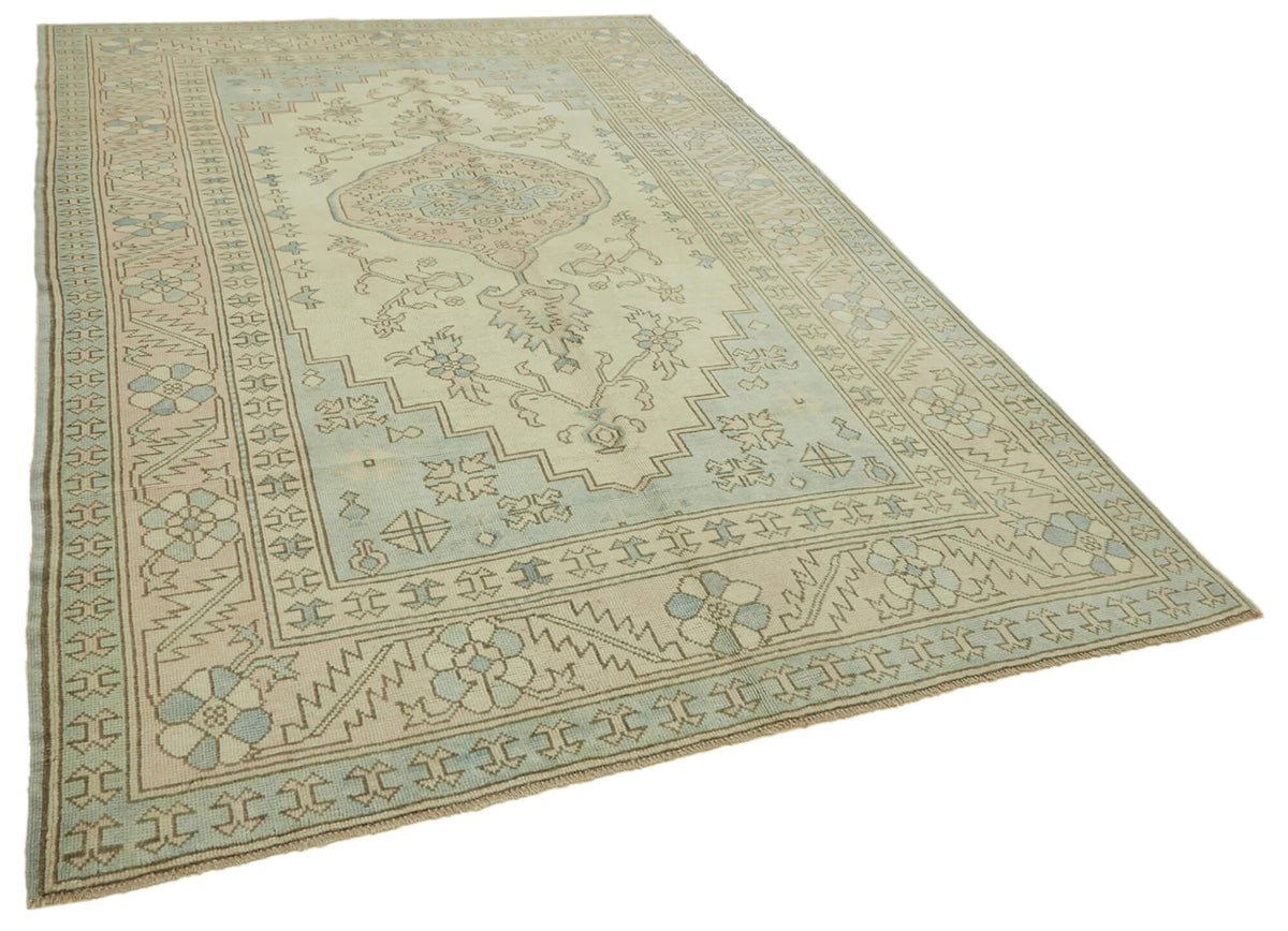 Kavale Krem Madalyon Desenli Yün ve Pamuk El Dokuma Halı 200x291 cm – genel görünüm