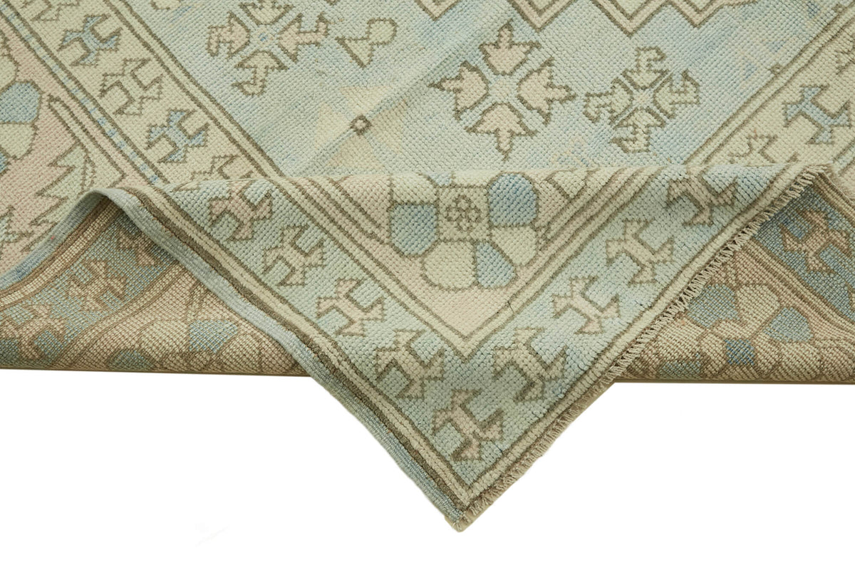 Kavale Krem Madalyon Desenli Yün ve Pamuk El Dokuma Halı 200x291 cm – kenar detayı