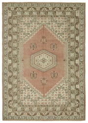 Kavale 30-50 Yıllık Vintage Düz Pembe Halı Geometrik Desenli 207x293 cm