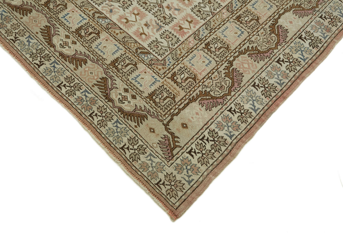 Kavale 30-50 Yıllık Vintage Düz Pembe Halı Geometrik Desenli 207x293 cm – detay görünümü