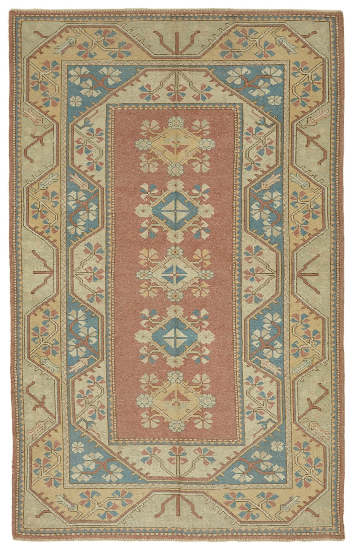 Kavale Geometrik Desenli Kırmızı Etnik Anadolu Halısı 158x251 cm