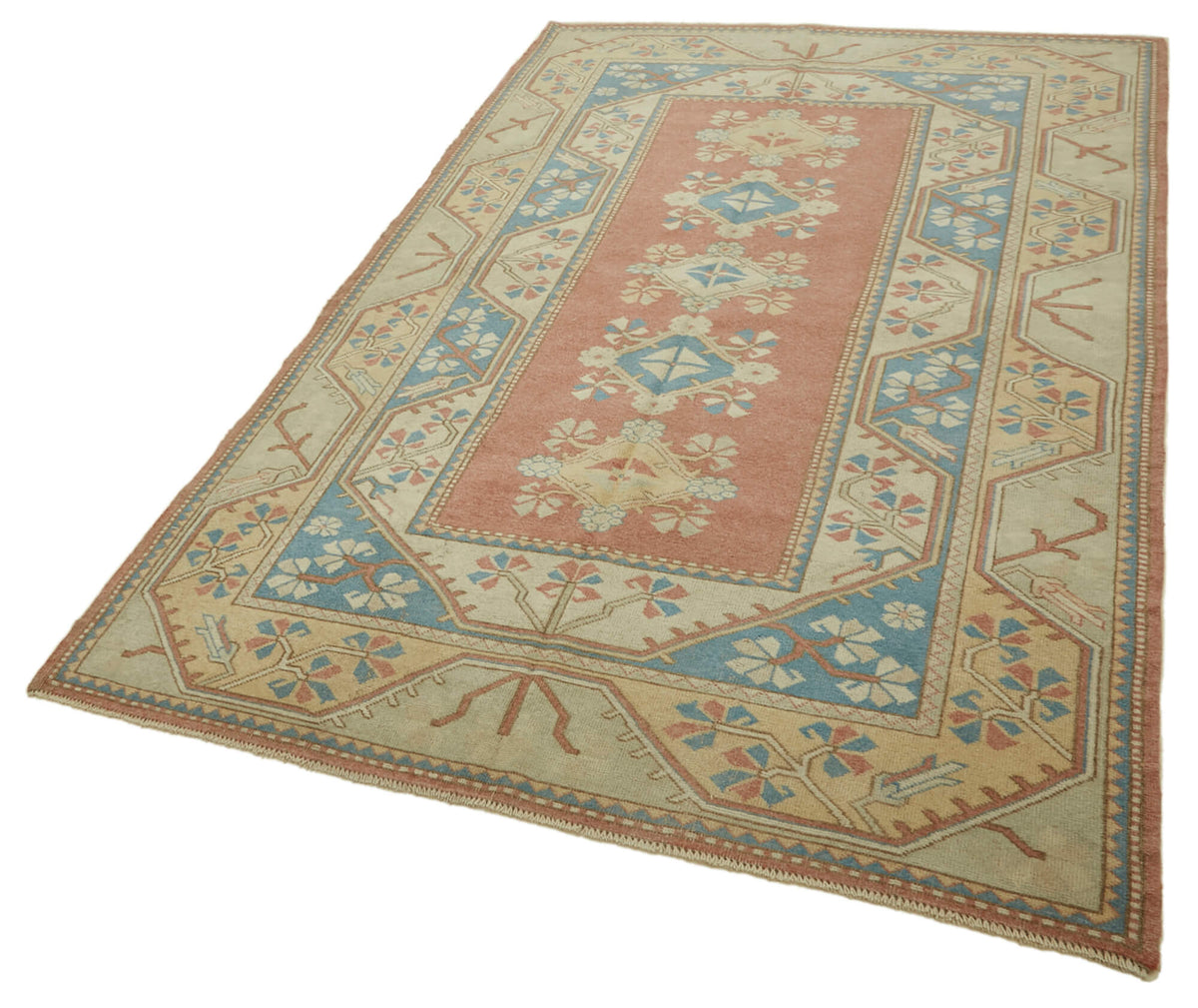 Kavale Geometrik Desenli Kırmızı Etnik Anadolu Halısı 158x251 cm – doku yakın çekim