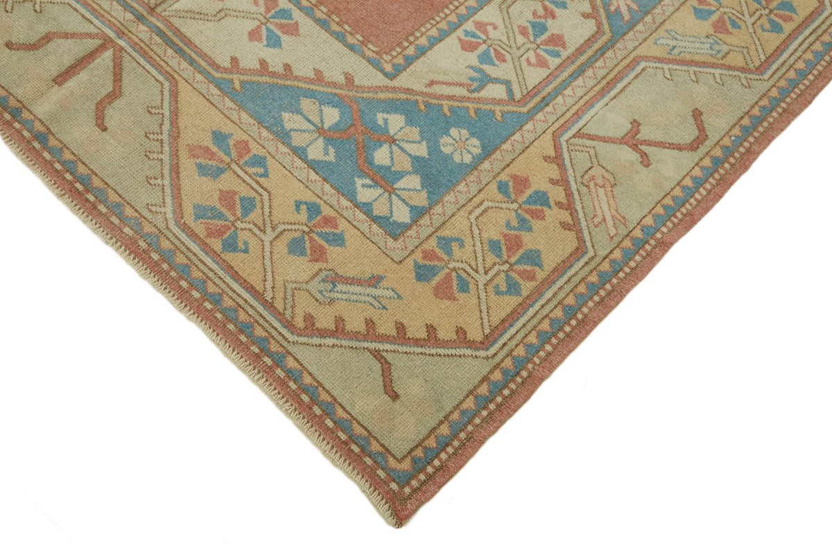 Kavale Geometrik Desenli Kırmızı Etnik Anadolu Halısı 158x251 cm – detay görünümü