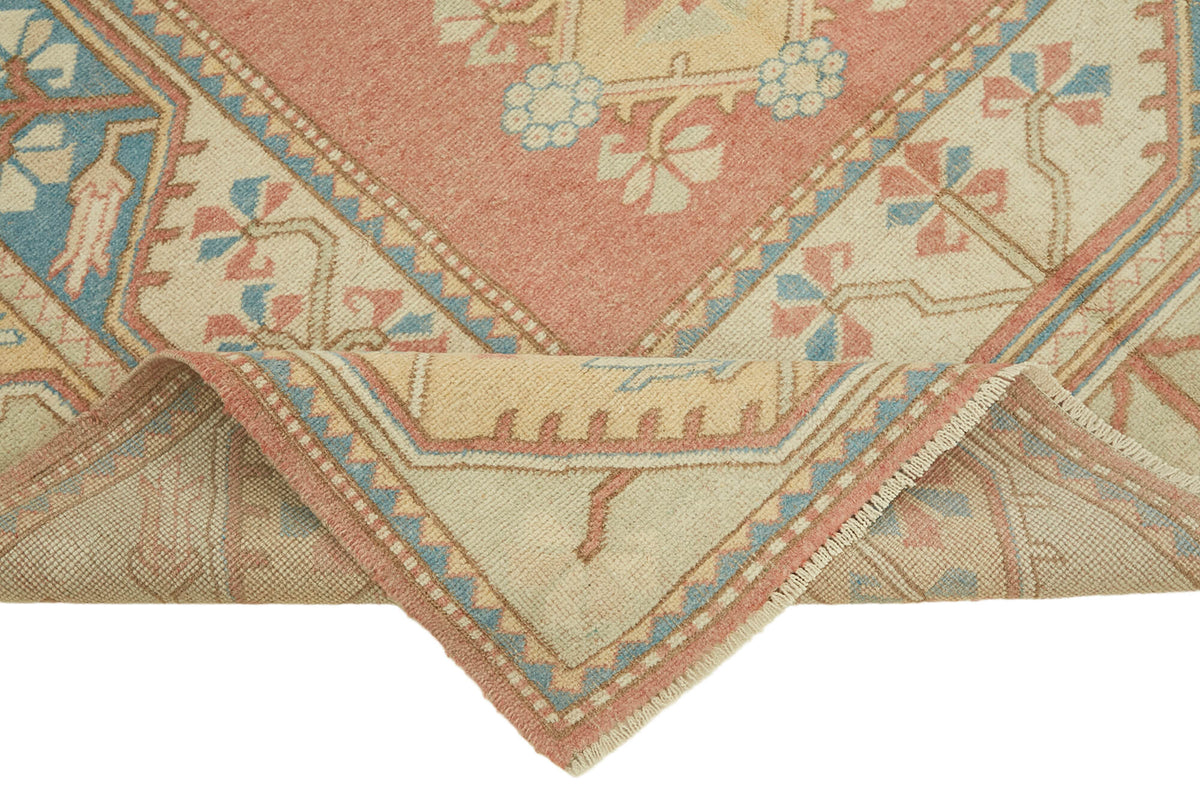 Kavale Geometrik Desenli Kırmızı Etnik Anadolu Halısı 158x251 cm – kenar detayı