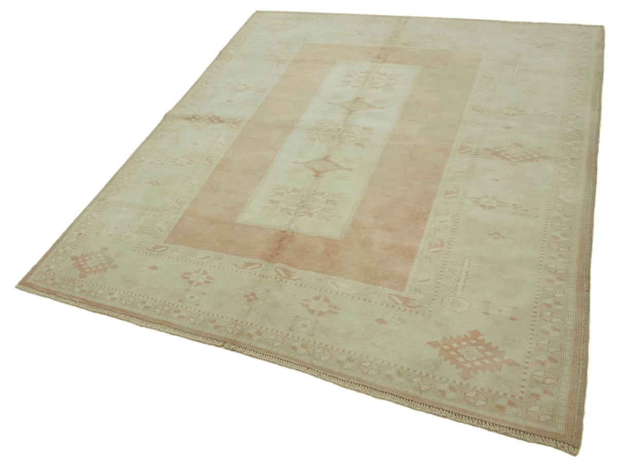 Kavale 30-50 Yıllık Kırmızı Etnik Halı Geometrik Desenli 192x221 cm 46858 – doku yakın çekim
