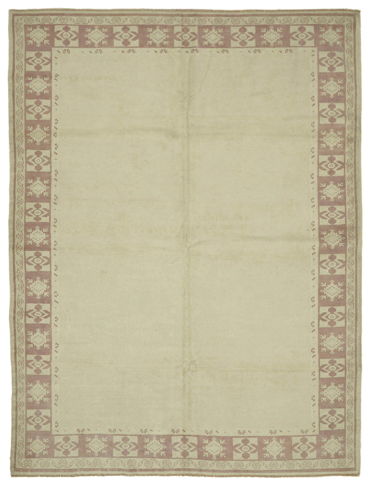 Kavale Bej Gümüş Bordürlü Geometrik El Dokuma Halı 209x276 cm