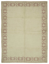 Kavale Tappeto beige con bordo argentato e motivo geometrico, tessuto a mano 209x276 cm
