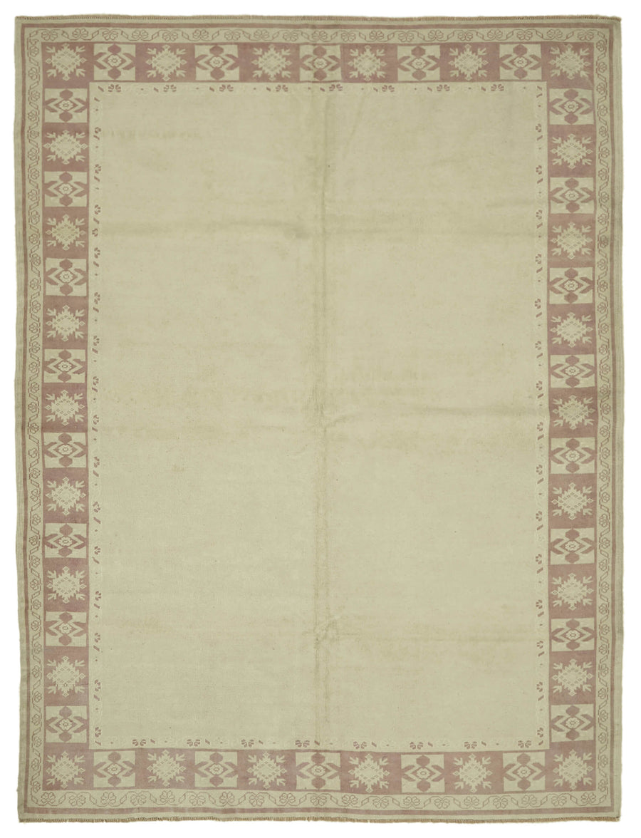 Kavale Bej Gümüş Bordürlü Geometrik El Dokuma Halı 209x276 cm