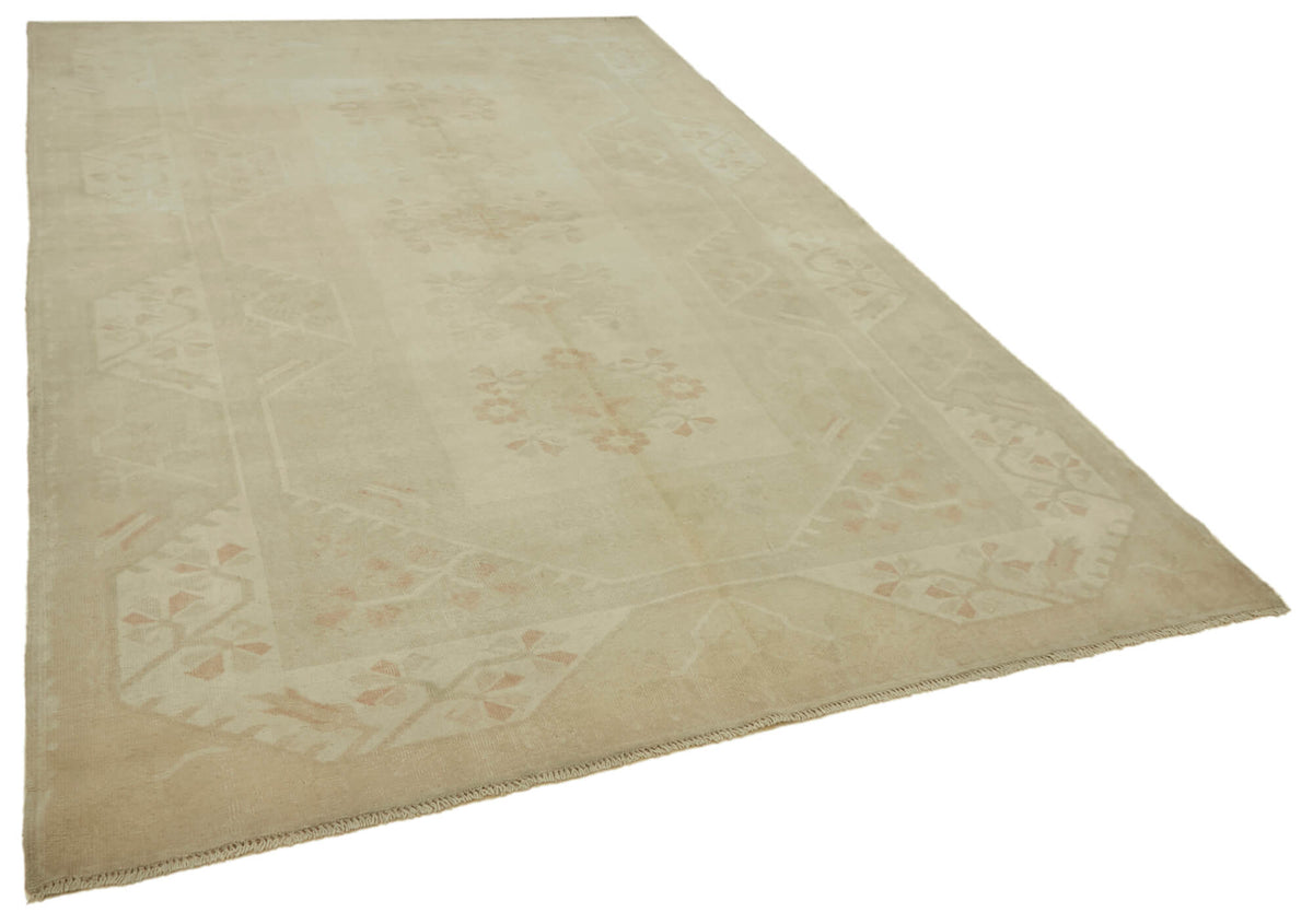Kavale Bej Modern Halı, Bordürlü Geometrik Desenli 205x313 cm – genel görünüm