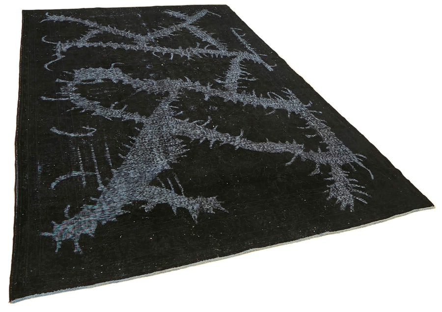 Besko Siyah Gri Soyut Oyma Desenli Yün Pamuk El Dokuma Halı 210x325 cm – genel görünüm