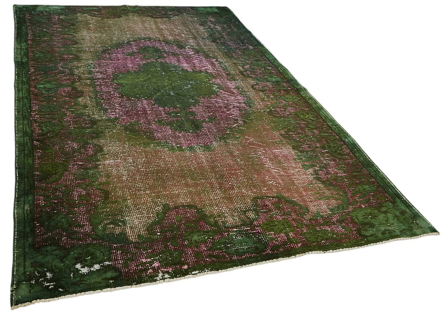 Besko Madalyon Desenli Koyu Yeşil Eskitme Halı 180x300 cm – genel görünüm