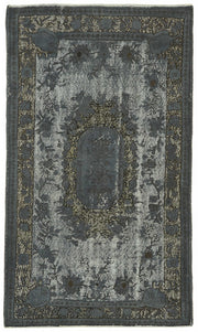 Tosole Antrasit Gri Klasik Madalyon Eskitme El Dokuma Halı 128x220 cm