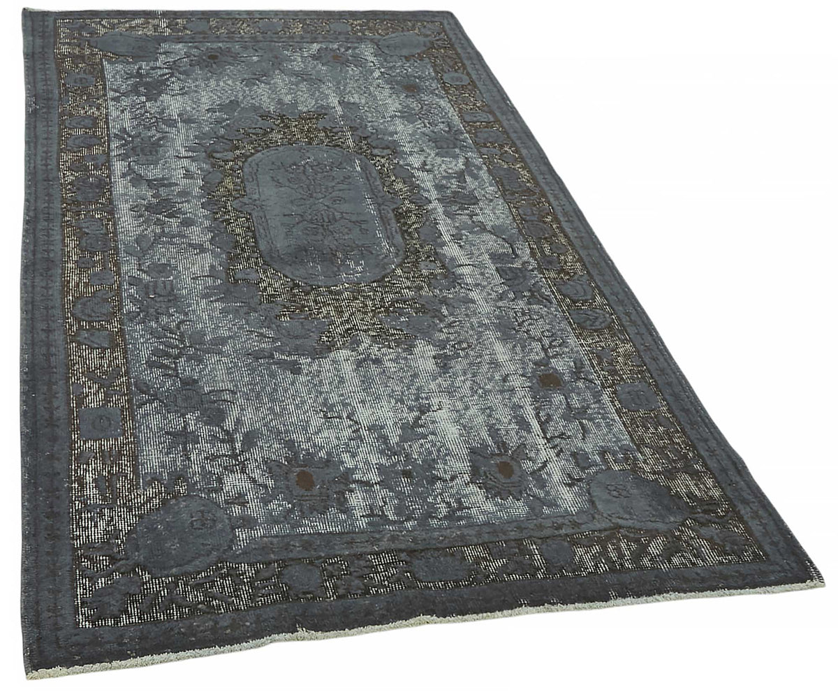 Tosole Antrasit Gri Klasik Madalyon Eskitme El Dokuma Halı 128x220 cm – genel görünüm