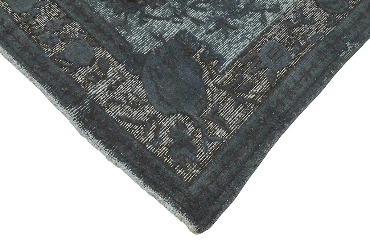 Tosole Antrasit Gri Klasik Madalyon Eskitme El Dokuma Halı 128x220 cm – detay görünümü