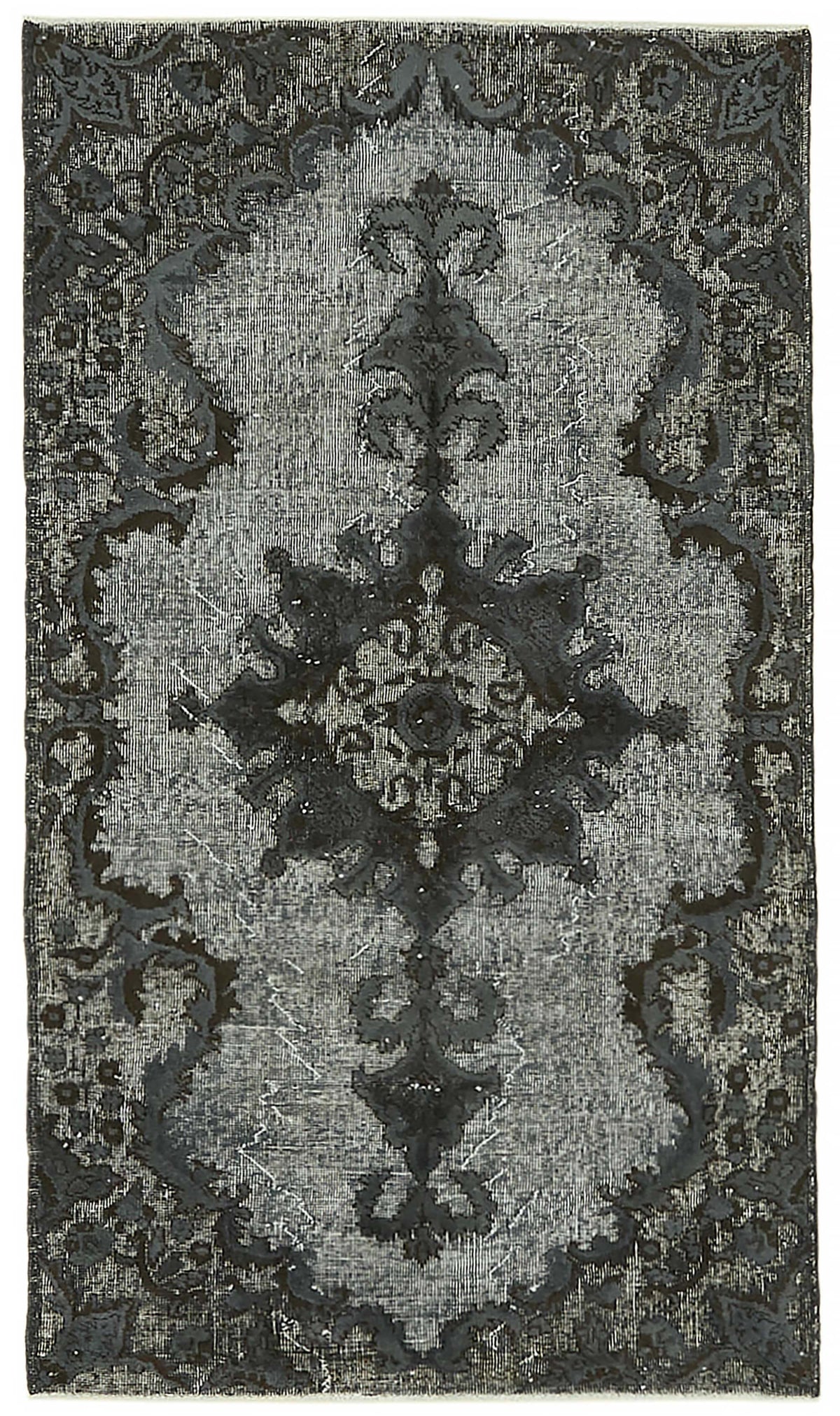 Tosole Antrasit Gri Madalyon Desenli El Dokuma Halı 30-70 Yıllık 120x211 cm