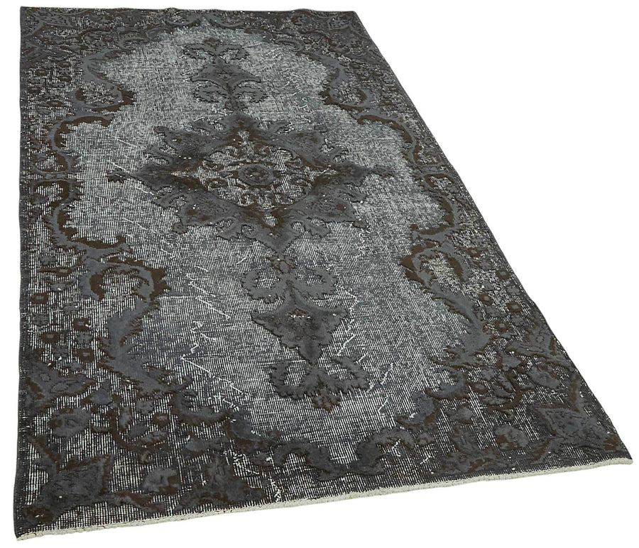 Tosole Anthracite Grey Hand-Woven Rug with Medallion Pattern 30-70 Years Old 120x211 cm – overall view