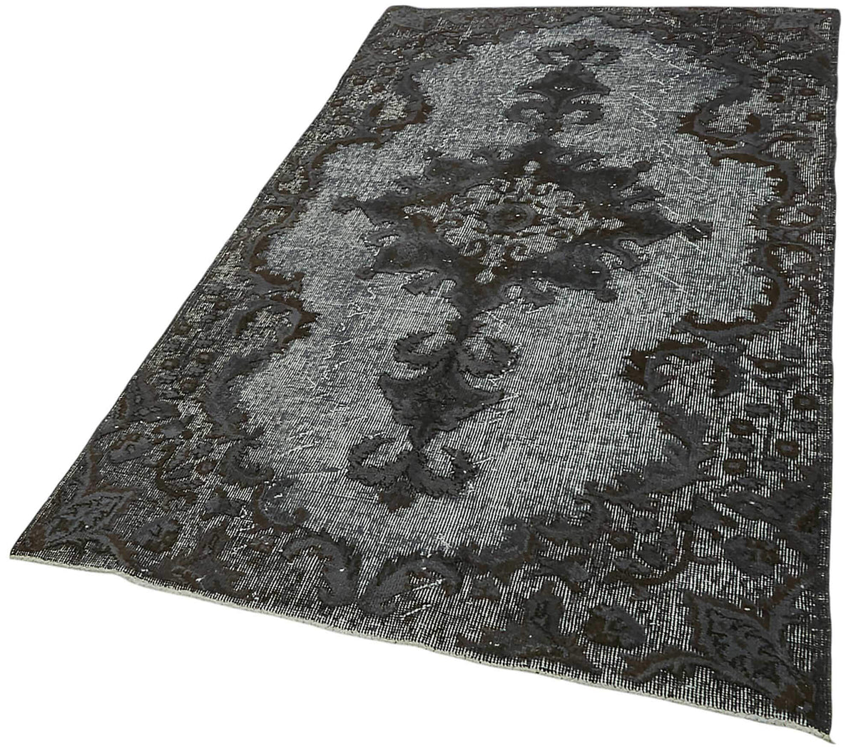 Tosole Antrasit Gri Madalyon Desenli El Dokuma Halı 30-70 Yıllık 120x211 cm – doku yakın çekim