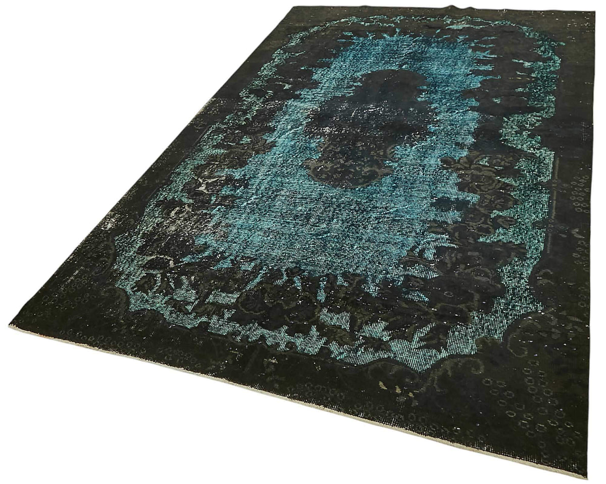 Besko Siyah Turkuaz Modern Soyut Desenli El Dokuma Halı 174x292 cm – doku yakın çekim