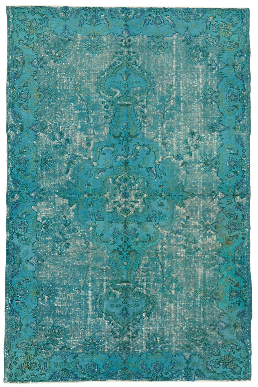 Besko Turkuaz Gri Madalyon Desenli Oyma El Dokuma Halı 178x272 cm