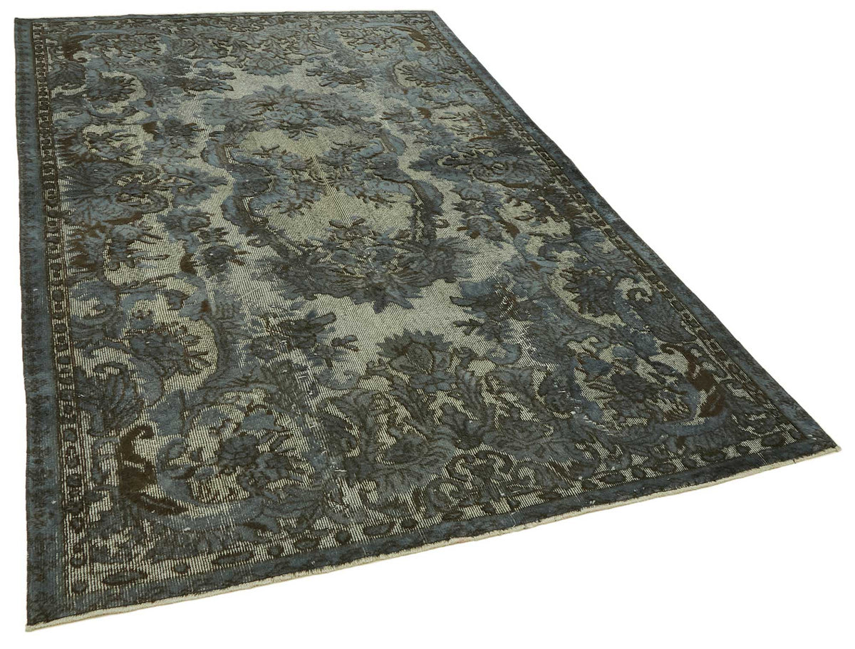 Besko Gri Mavi Madalyon Desenli Oyma El Dokuma Halı 166x254 cm – genel görünüm