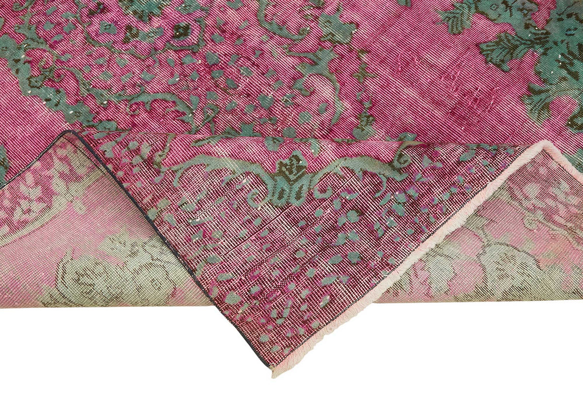 Besko Düz Pembe Halı Kabartma Desenli Vintage 183x280 cm – kenar detayı