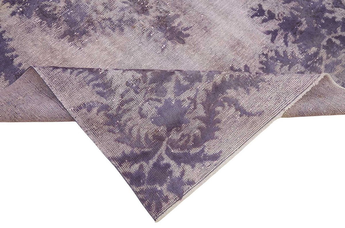 Besko Mor Gri Çiçekli Oyma Desenli El Dokuma Halı 183x310 cm – kenar detayı
