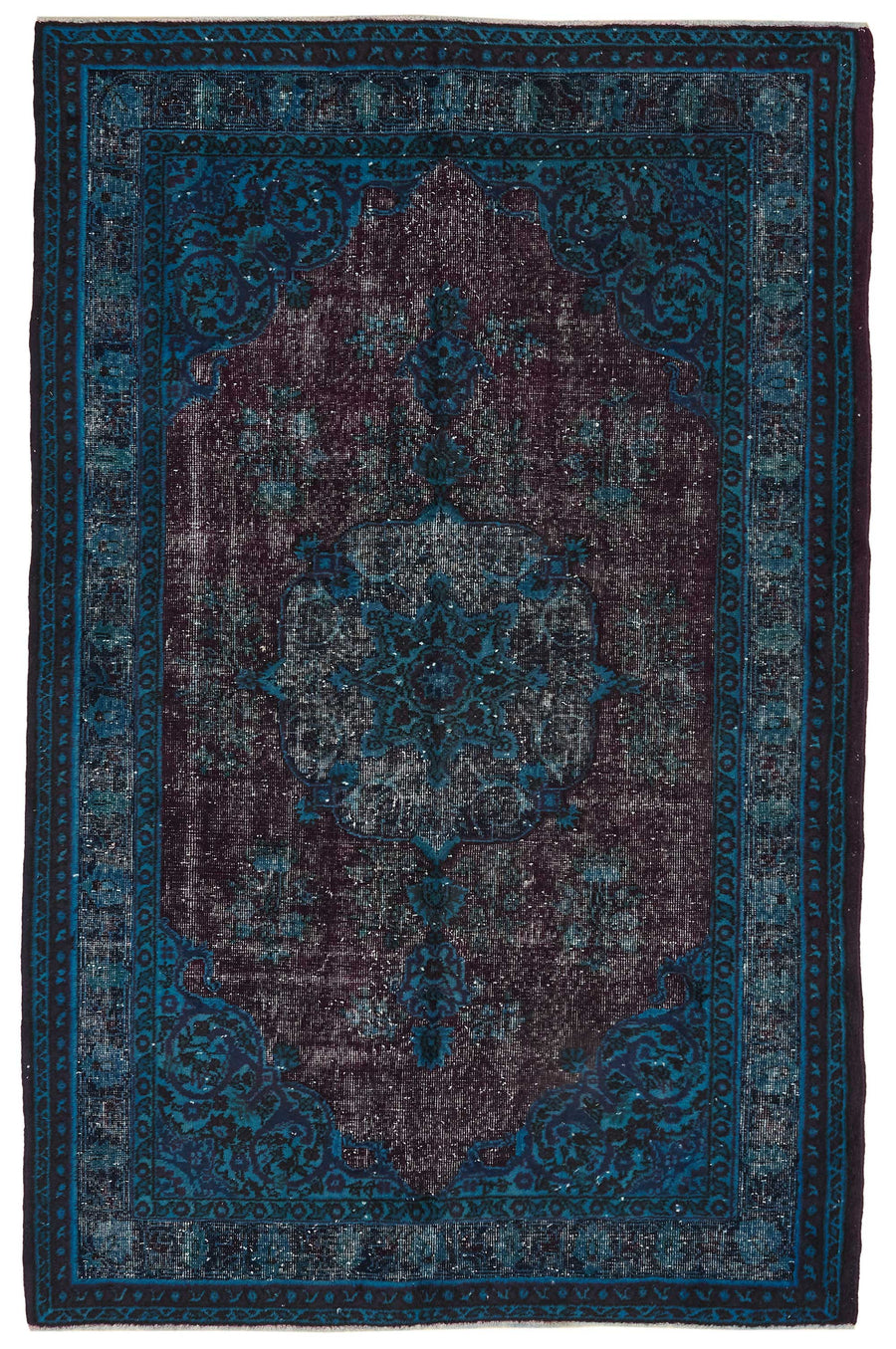 Besko Lacivert Madalyon Desenli Yün ve Pamuk Dokuma Halı 148x230 cm