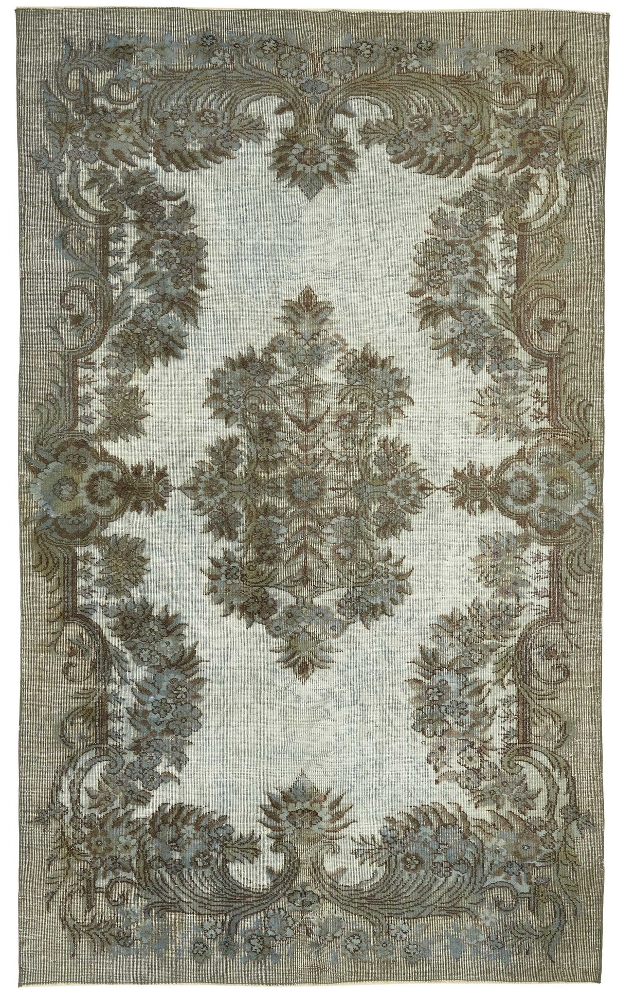 Besko Bej Gri Madalyon Desenli Oyma El Dokuma Halı 164x267 cm
