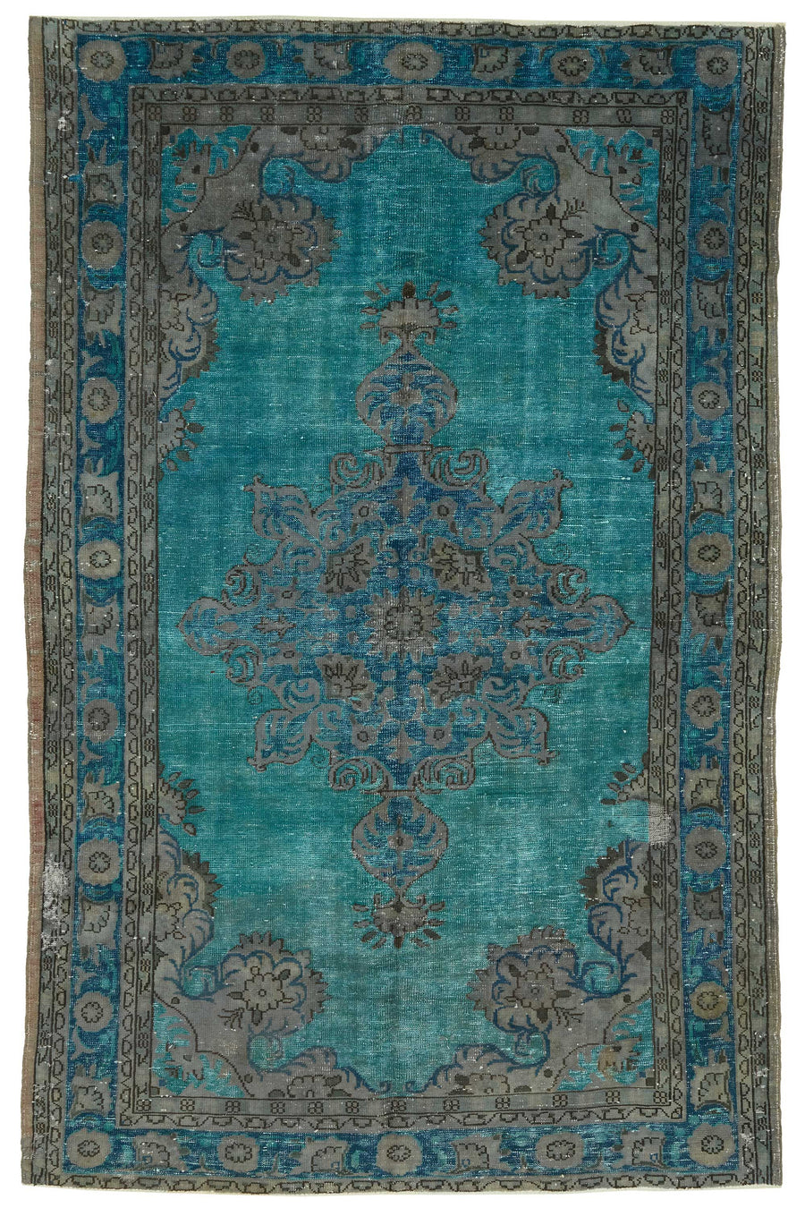 Besko Oyma Desenli Turkuaz Gri Madalyon Halı 213x330 cm 46955