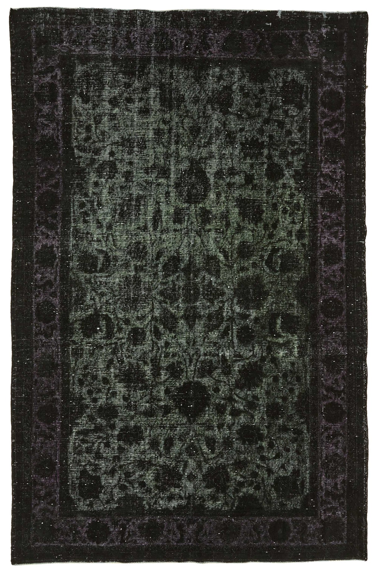 Besko Çiçek Desenli Siyah ve Kırmızı Eskitme Halı 199x311 cm