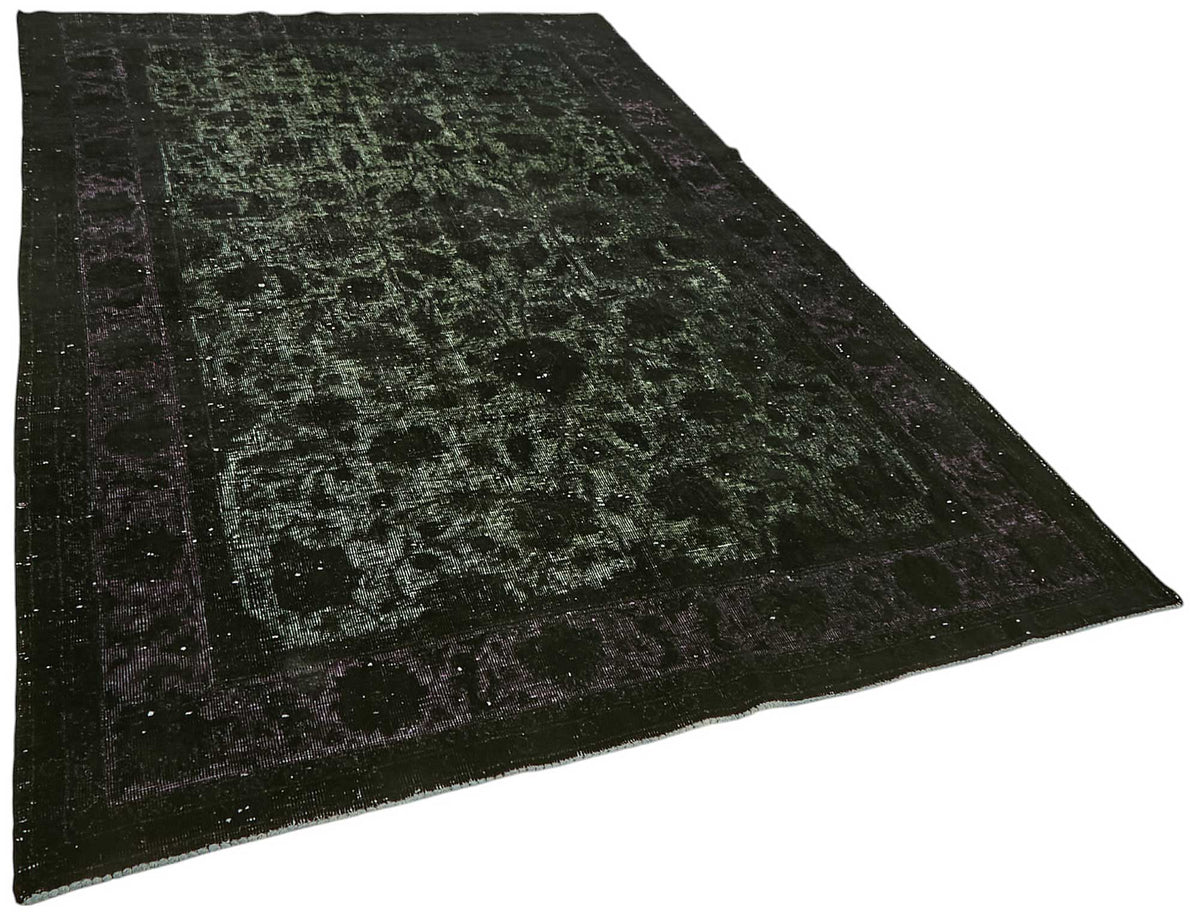 Besko Çiçek Desenli Siyah ve Kırmızı Eskitme Halı 199x311 cm – genel görünüm