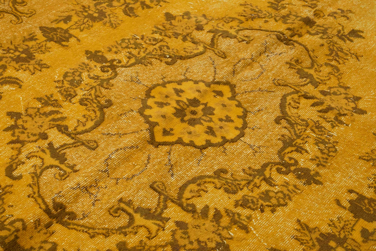 Besko Madalyon Desenli Sarı Kahverengi El Dokuma Halı 200x310 cm – mekânda kullanım