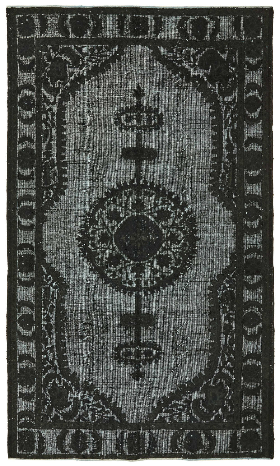 Besko Gri Siyah Madalyon Desenli Oyma El Dokuma Halı 171x293 cm