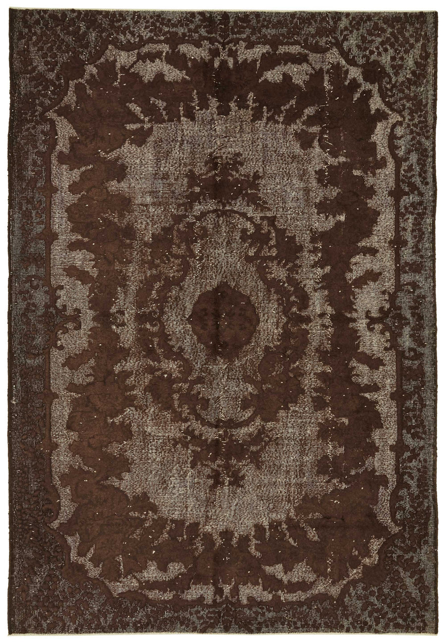 Besko Oyma Desenli Antrasit Gri ve Kahve Madalyonlu Halı 209x303 cm