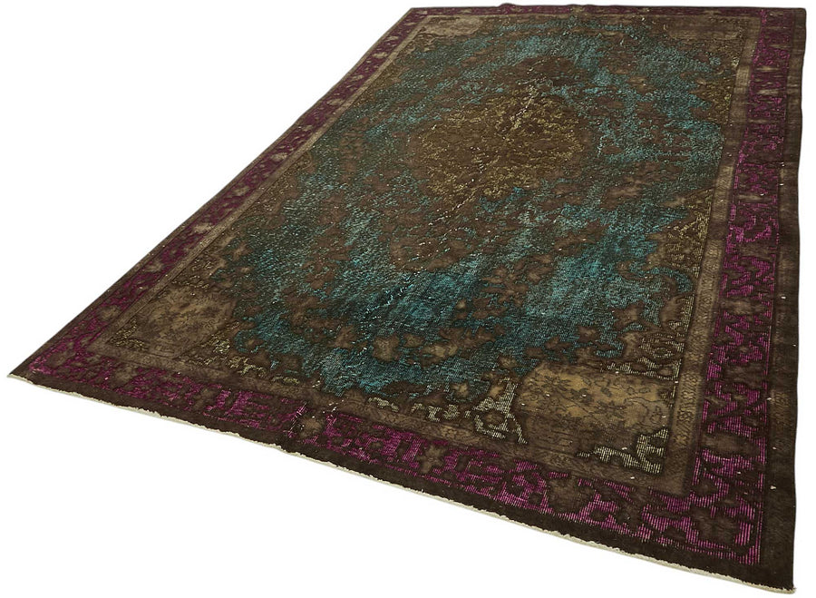 Besko Kahverengi Halı 6 m² Turkuaz Eskitme Desenli 202x317 cm – doku yakın çekim
