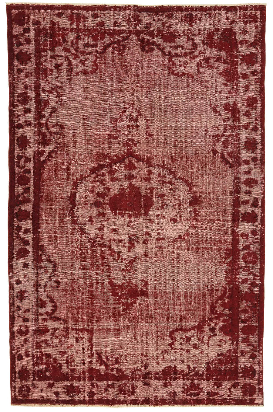 Besko Oyma Desenli Kırmızı Bej Madalyon El Dokuma Halı 174x265 cm