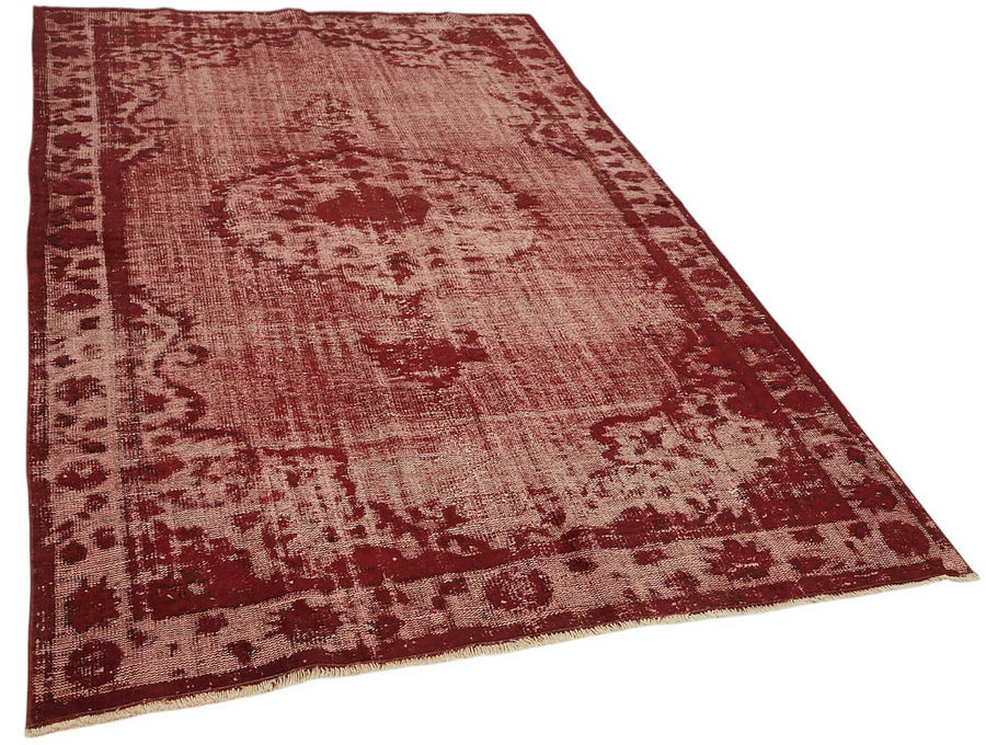 Besko Oyma Desenli Kırmızı Bej Madalyon El Dokuma Halı 174x265 cm – genel görünüm