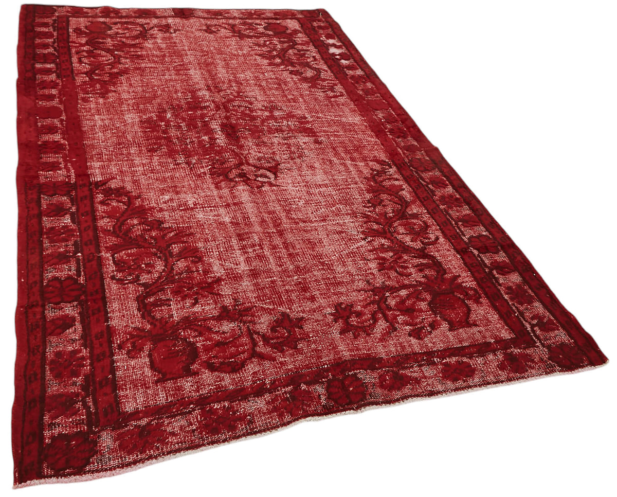 Besko Kırmızı Vintage Halı Oyma Desenli Yün ve Pamuk 153x255 cm – genel görünüm