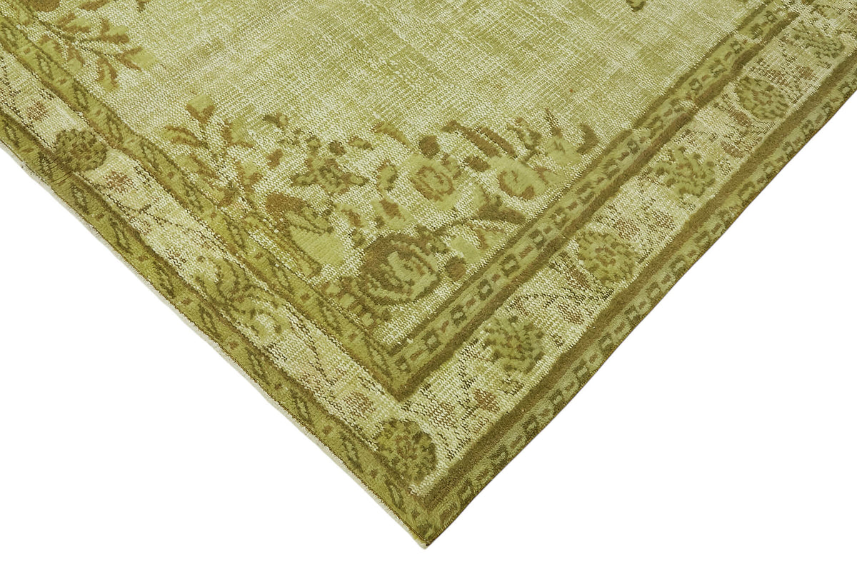 Besko Madalyon Desenli Yeşil ve Bej Oyma El Dokuma Halı 160x271 cm – detay görünümü
