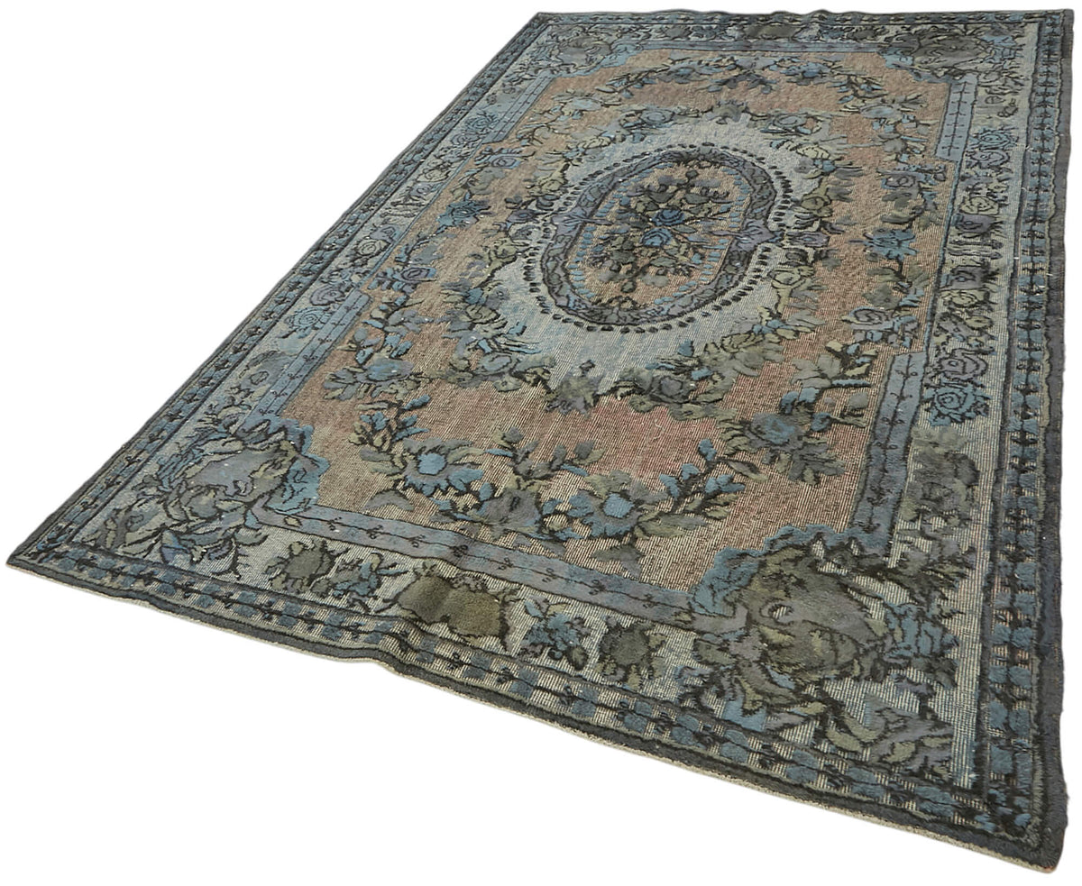 Besko Mavi Halı Pembe Çiçek Desenli Yumuşak Dokulu 180x283 cm – doku yakın çekim