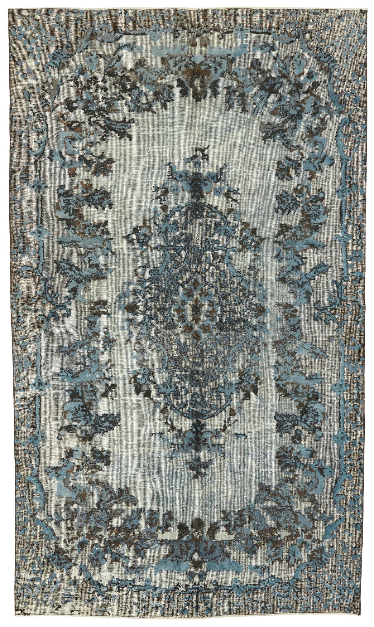 Besko Madalyon Desenli Vintage Açık Gri El Dokuma Halı 188x326 cm