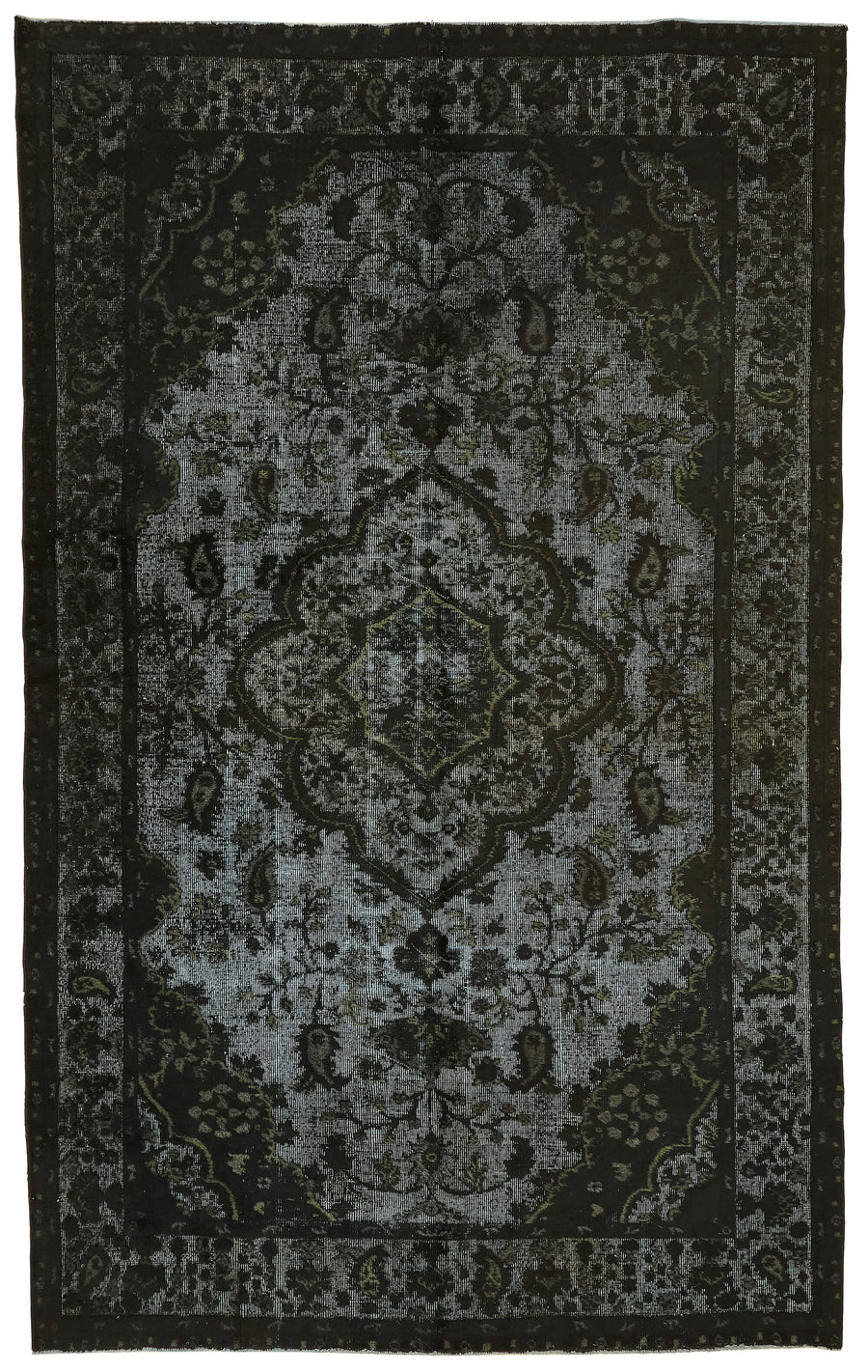 Besko Madalyon Desenli Siyah Gri Klasik El Dokuma Halı 196x314 cm